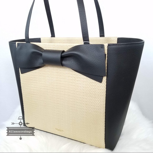 Kate spade Olive Drive Straw Savannah Tote Bow Bag - Picture 7 of 8